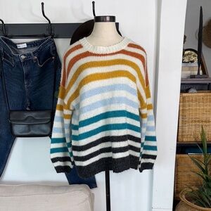 Entro Colorful Striped Crew Neck Sweater